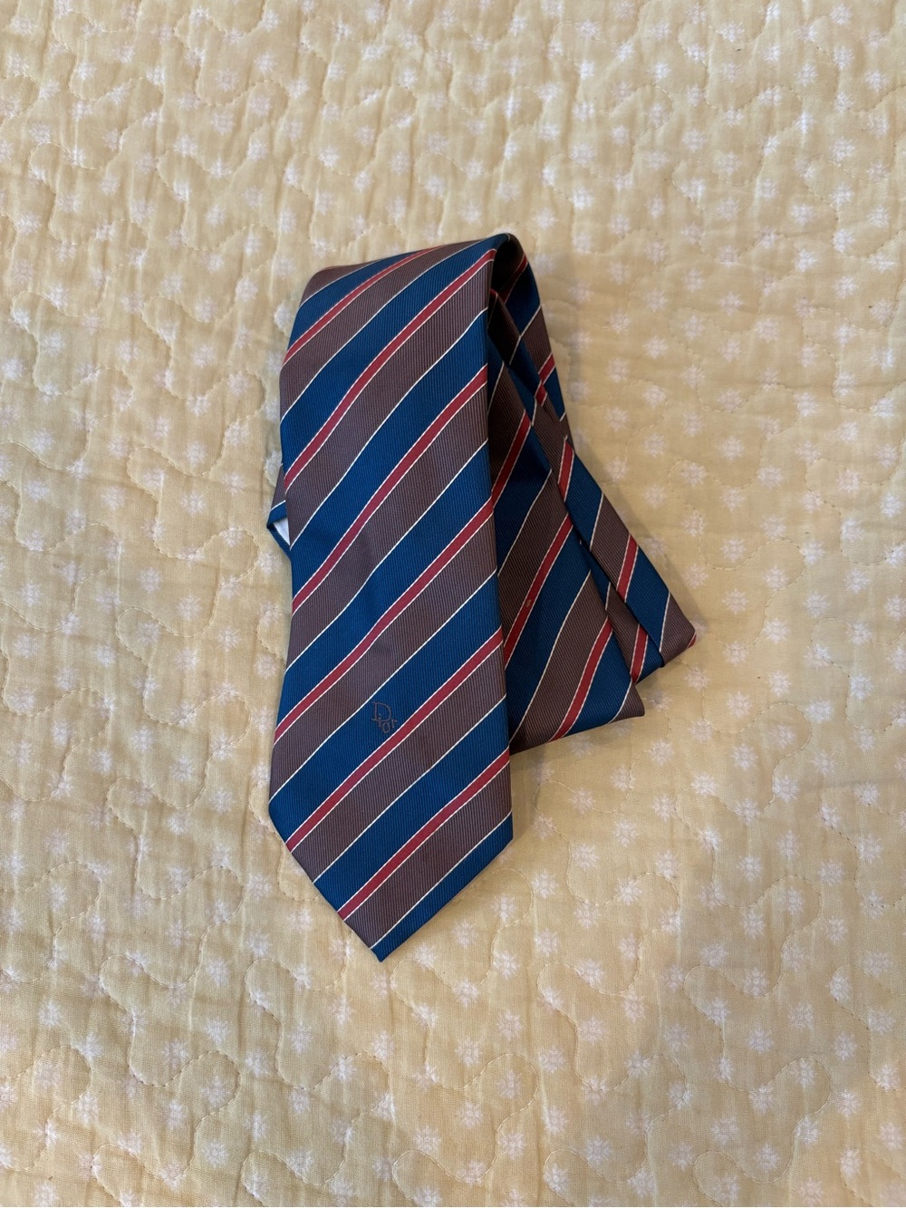 Christian Dior Striped Silk Tie in Blue, Orange, and Red